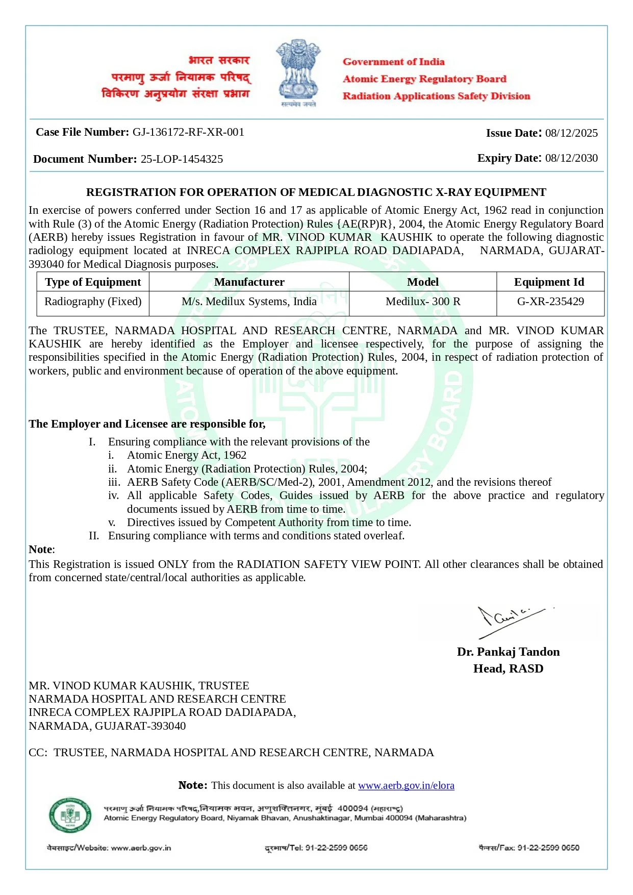 Registration Certificate